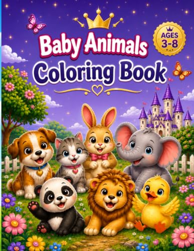 Baby Animals Coloring Book: Ages 3-8 cover