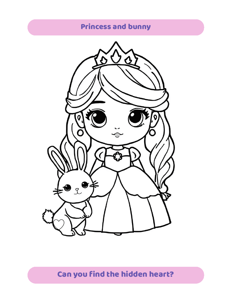 Sample coloring page titled Princess and bunny