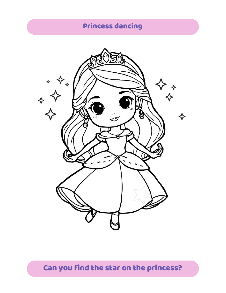 Sample coloring page titled Princess dancing